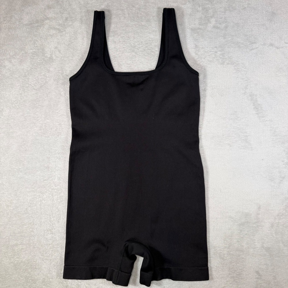 Athleta Renew Seamless Romper Black‎ Ribbed Sleeveless Bodysuit Medium